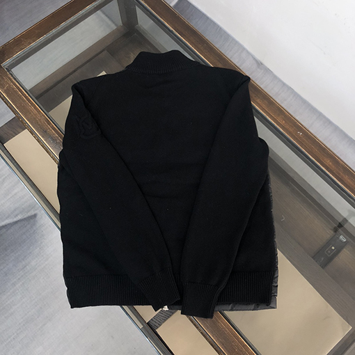 モンクレール パッチワークキルティングニットダウンカーディガン