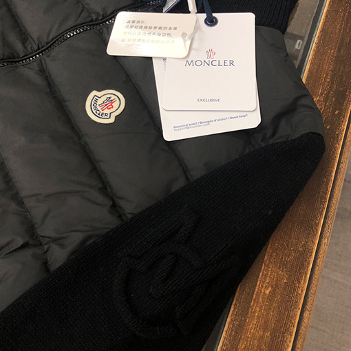 モンクレール パッチワークキルティングニットダウンカーディガン