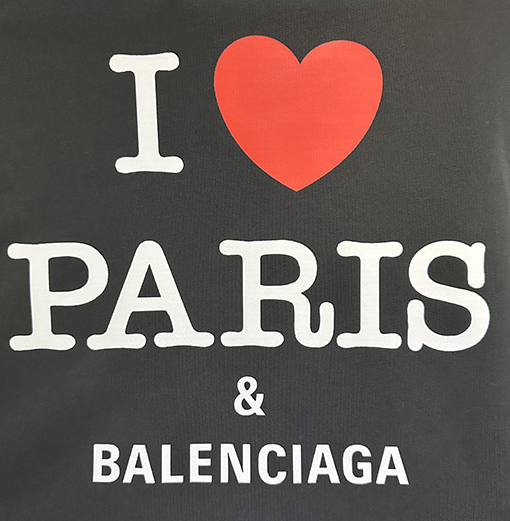 バレンシアガ Balenciaga PARIS ハートパリプリントパーカー