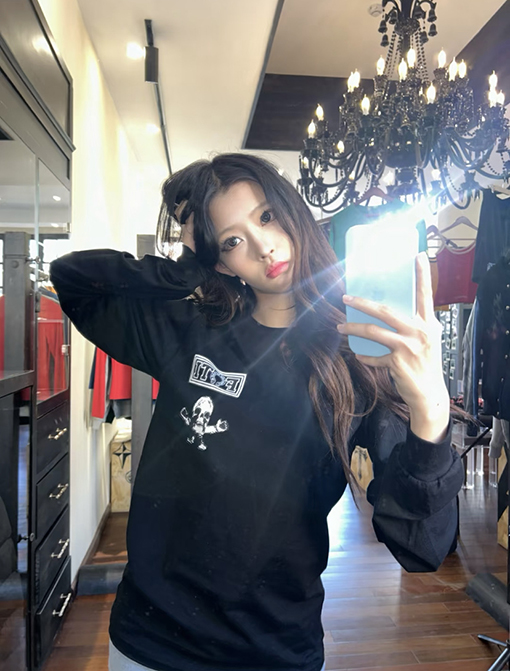 クロムハーツ FOTI システム ブラック&ホワイト ナイングリッド クルーネックロングスリーブシャツ