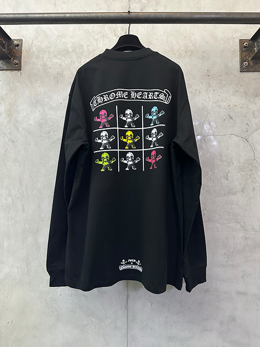 クロムハーツ FOTI システム ブラック&ホワイト ナイングリッド クルーネックロングスリーブシャツ