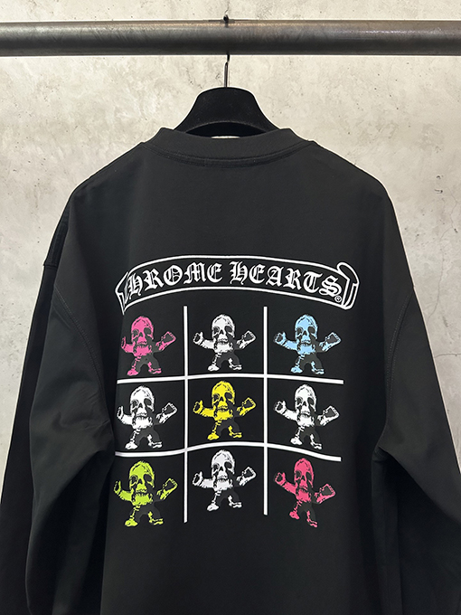 クロムハーツ FOTI システム ブラック&ホワイト ナイングリッド クルーネックロングスリーブシャツ