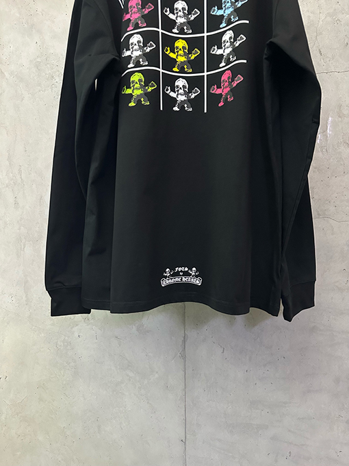 クロムハーツ FOTI システム ブラック&ホワイト ナイングリッド クルーネックロングスリーブシャツ