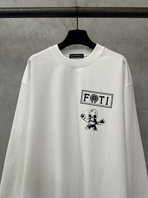 クロムハーツ FOTI システム ブラック&ホワイト ナイングリッド クルーネックロングスリーブシャツ