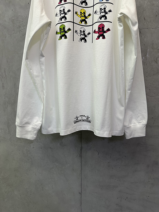 クロムハーツ FOTI システム ブラック&ホワイト ナイングリッド クルーネックロングスリーブシャツ