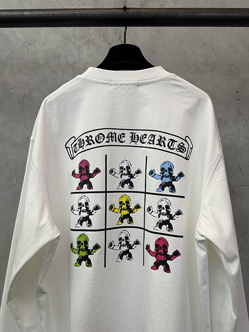 クロムハーツ FOTI システム ブラック&ホワイト ナイングリッド クルーネックロングスリーブシャツ