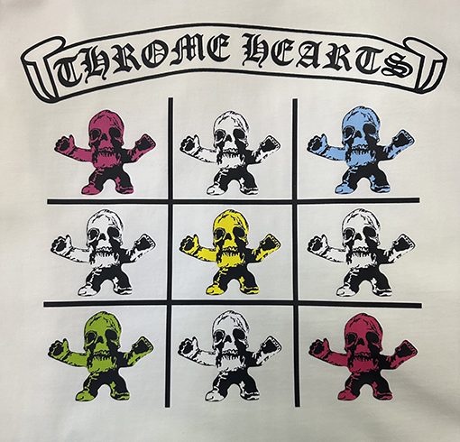 クロムハーツ FOTI システム ブラック&ホワイト ナイングリッド クルーネックロングスリーブシャツ