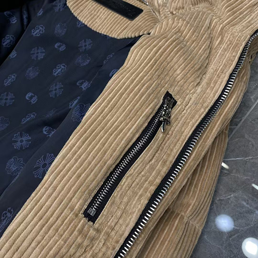 クロムハーツ Matty Boy 赤いリップのコーデュロイダウンジャケット