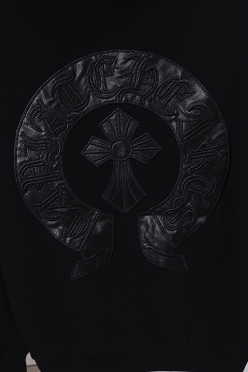 クロムハーツスーパーコピー スモールラベルレザー刺繍ジップアップフードジャケット