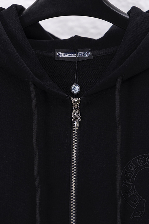 クロムハーツスーパーコピー スモールラベルレザー刺繍ジップアップフードジャケット