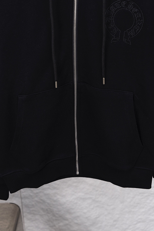 クロムハーツスーパーコピー スモールラベルレザー刺繍ジップアップフードジャケット