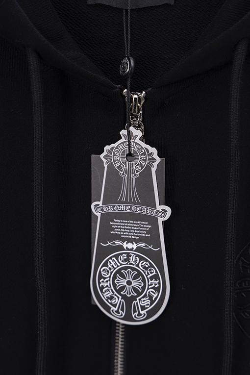 クロムハーツスーパーコピー スモールラベルレザー刺繍ジップアップフードジャケット