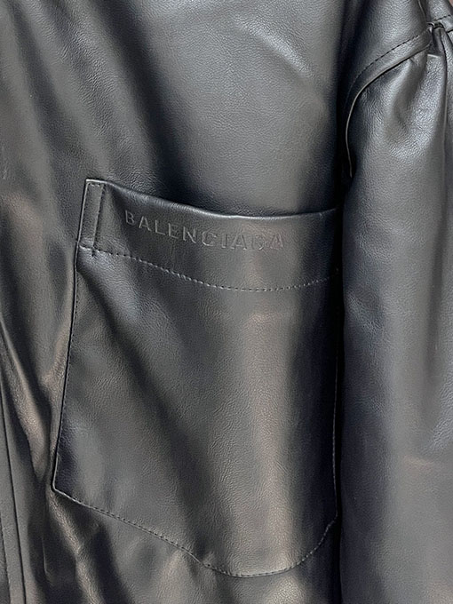 バレンシアガコピー Balenciaga パーカーチェーンフード付きレザージャケット