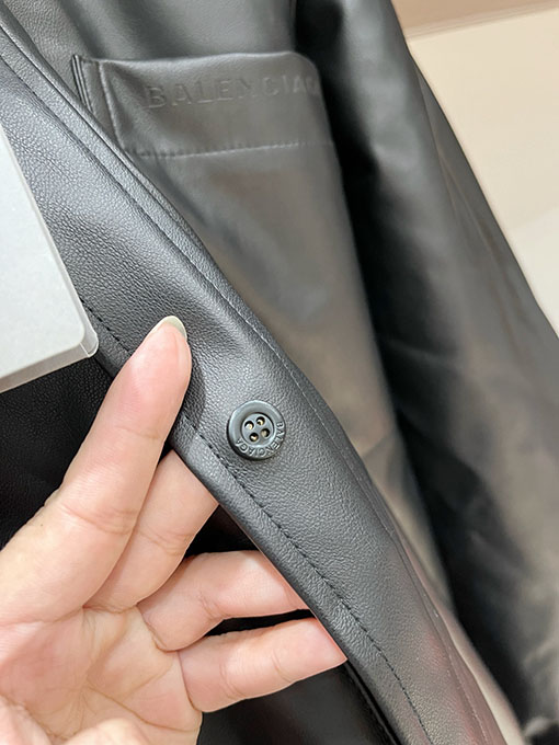 バレンシアガコピー Balenciaga パーカーチェーンフード付きレザージャケット