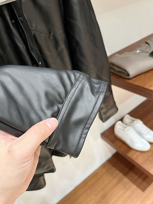 バレンシアガコピー Balenciaga パーカーチェーンフード付きレザージャケット