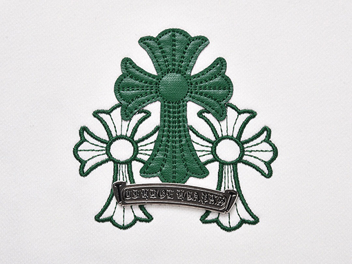 クロムハーツ ウォッシュフローラルアップリケ刺繍のフード付きジップアップスウェットシャツ