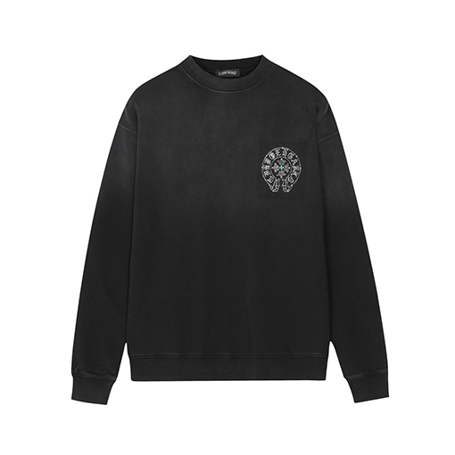 クロムハーツ クロスホースシューラインストーンヘビーデューティースウェットシャツ