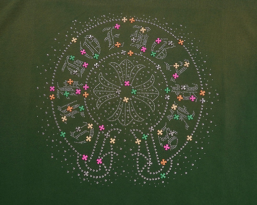 クロムハーツ クロスホースシューラインストーンヘビーデューティースウェットシャツ