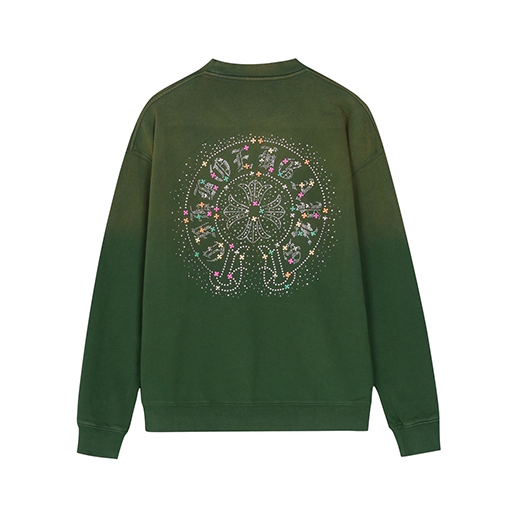 クロムハーツ クロスホースシューラインストーンヘビーデューティースウェットシャツ