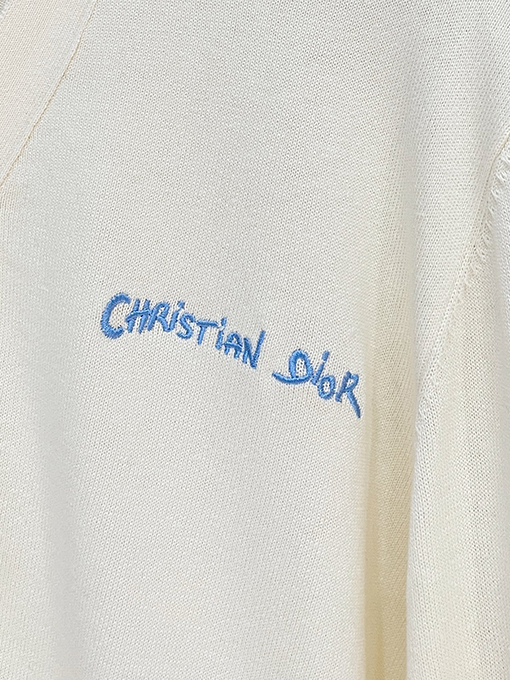 ディオール 新作の無地レター刺繍ニットカーディガン