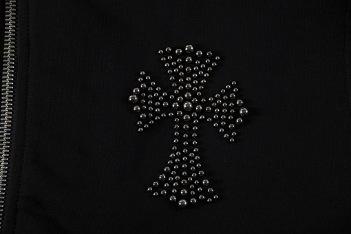 クロムハーツスーパーコピー 高品質のテリークロスのフード付きジップアップスウェットシャツ