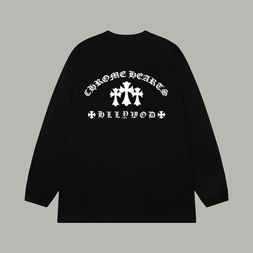 クロムハーツ フロントとバックにクロスロゴプリント長袖シャツ