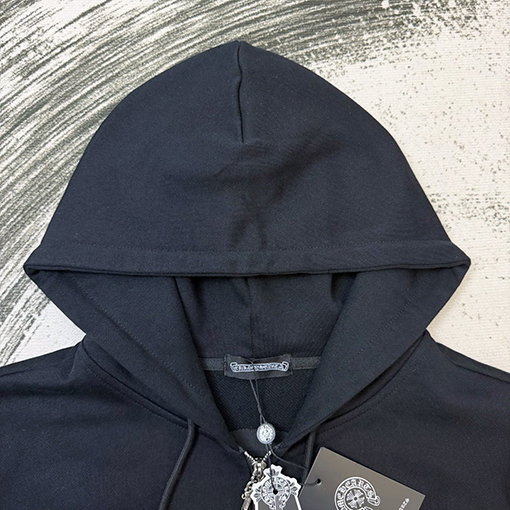 クロムハーツ 光沢のあるロゴパッチワーク刺繍のフード付きジャケット