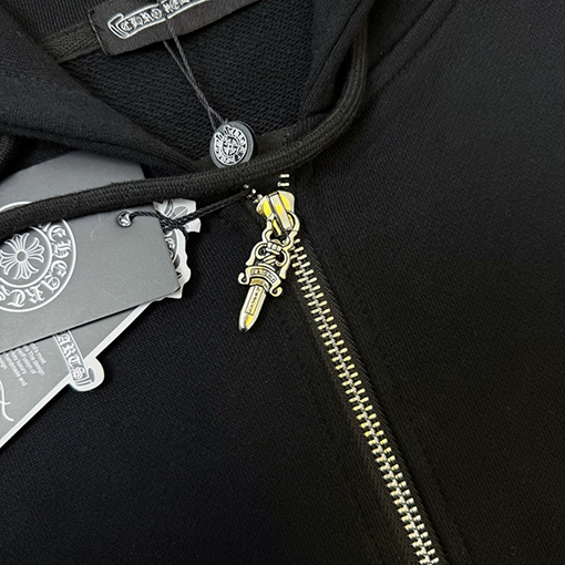 クロムハーツ 光沢のあるロゴパッチワーク刺繍のフード付きジャケット