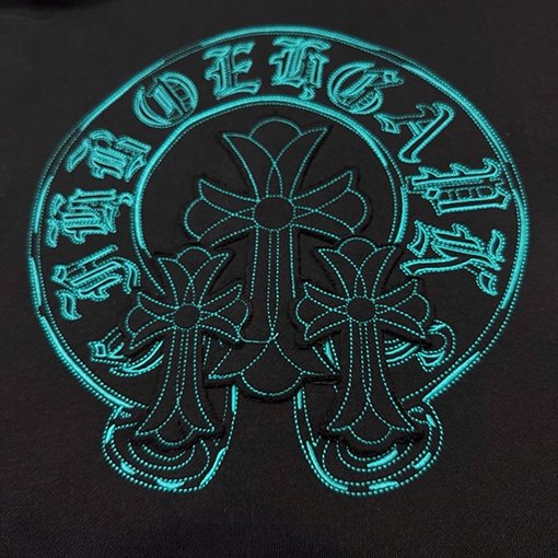 クロムハーツ 光沢のあるロゴパッチワーク刺繍のフード付きジャケット