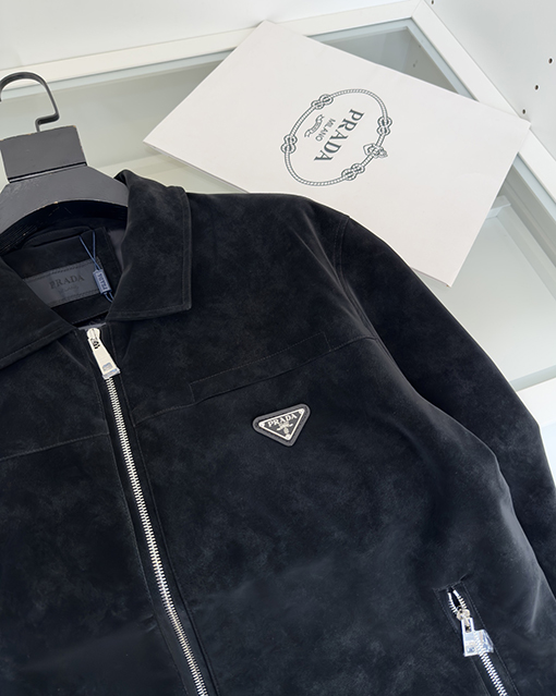 プラダコピー 新しい黒の輸入エコスエードカラージャケット