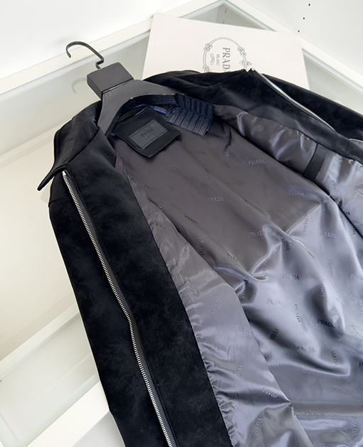 プラダコピー 新しい黒の輸入エコスエードカラージャケット