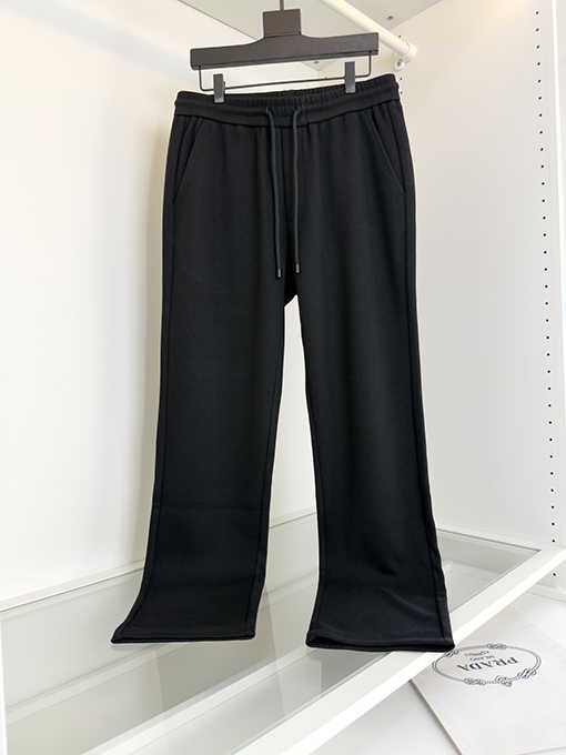 プラダ ピケカシミアとウール混紡のスリムストレートレッグカジュアルパンツ