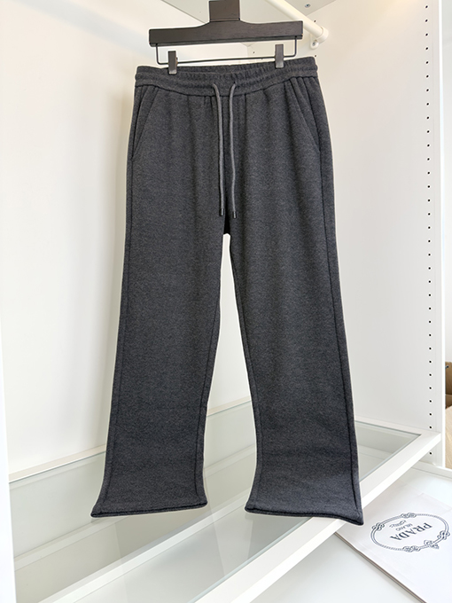 プラダ ピケカシミアとウール混紡のスリムストレートレッグカジュアルパンツ