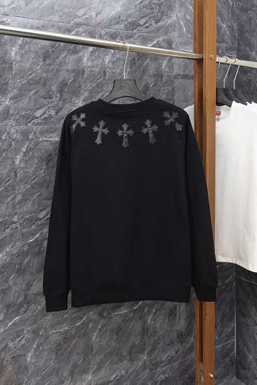 クロムハーツ ネックレスレザーラベルクルーネックスウェットシャツ