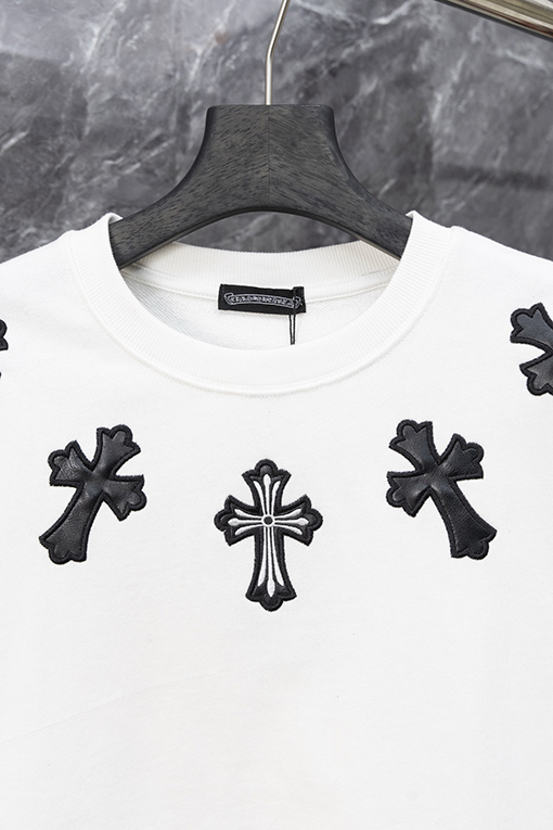 クロムハーツ ネックレスレザーラベルクルーネックスウェットシャツ