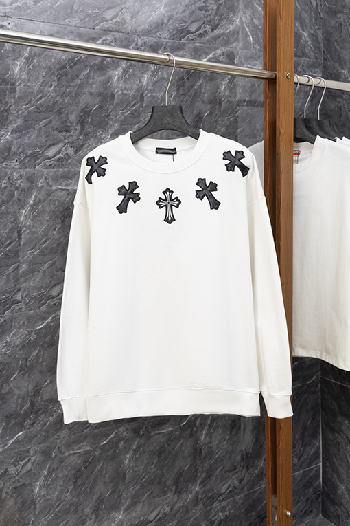 クロムハーツ ネックレスレザーラベルクルーネックスウェットシャツ