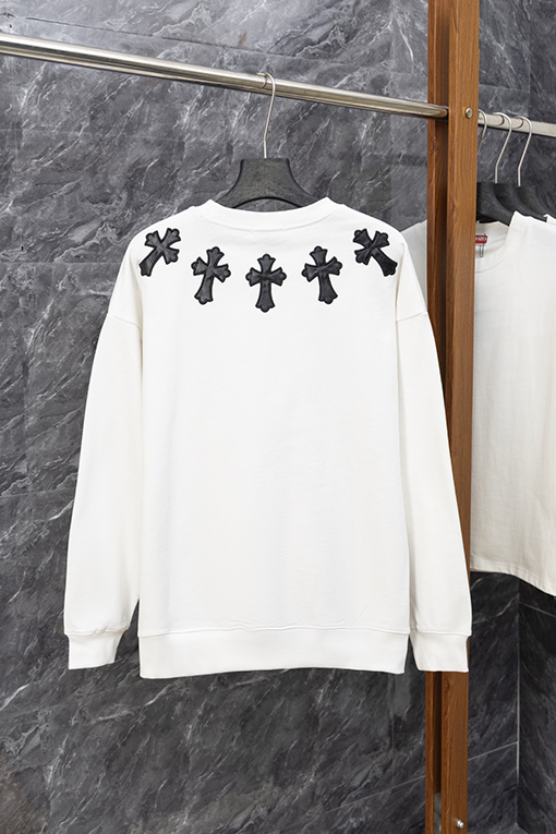 クロムハーツ ネックレスレザーラベルクルーネックスウェットシャツ