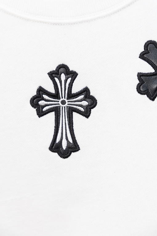 クロムハーツ ネックレスレザーラベルクルーネックスウェットシャツ