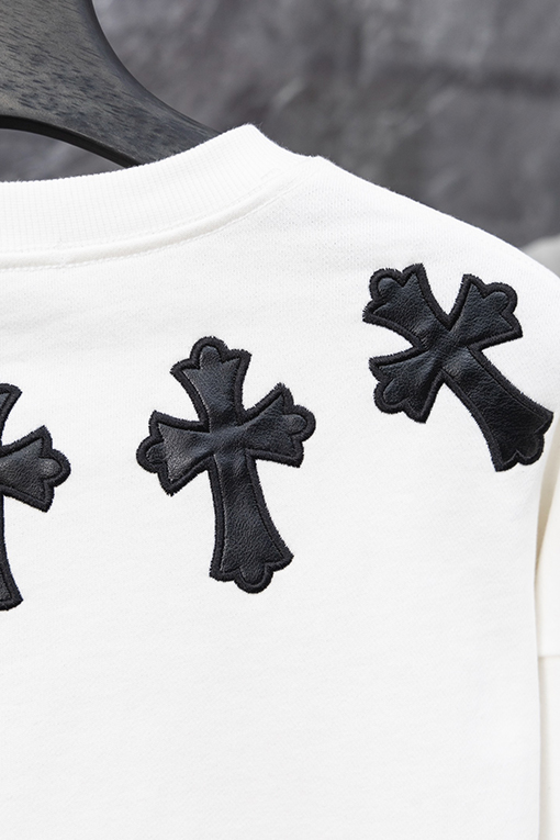 クロムハーツ ネックレスレザーラベルクルーネックスウェットシャツ