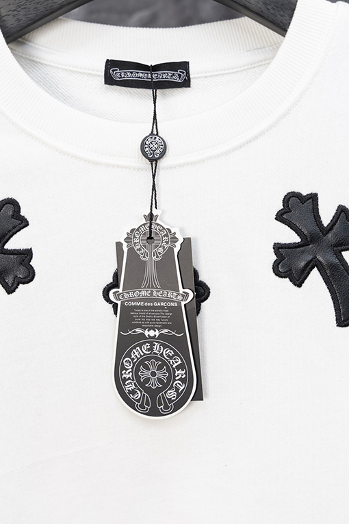 クロムハーツ ネックレスレザーラベルクルーネックスウェットシャツ