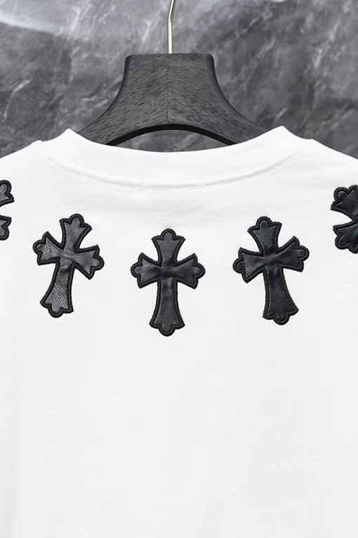 クロムハーツ ネックレスレザーラベルクルーネックスウェットシャツ