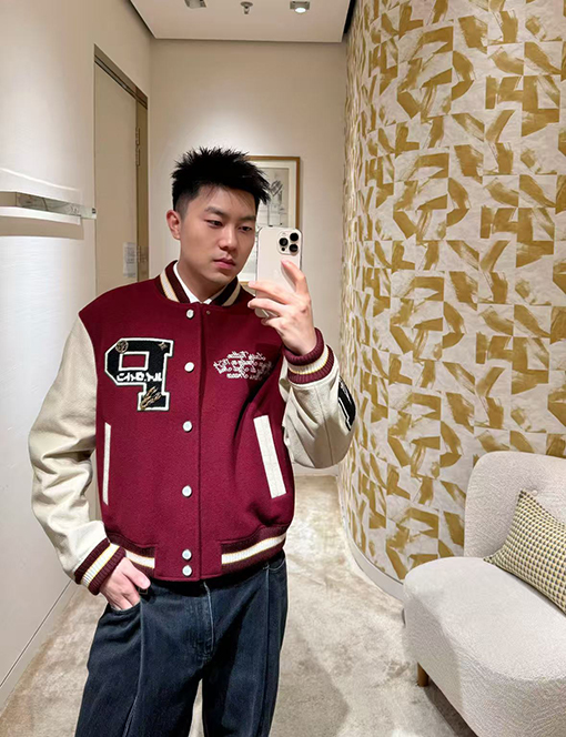 ルイヴィトン 刺繍パッチワークベースボールジャケット