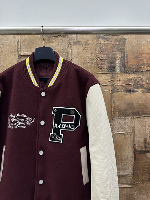 ルイヴィトン 刺繍パッチワークベースボールジャケット