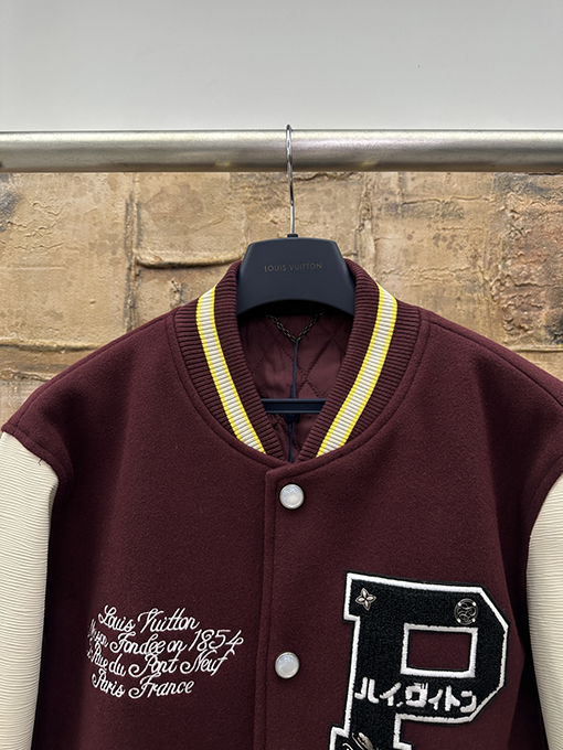 ルイヴィトン 刺繍パッチワークベースボールジャケット