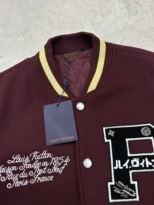 ルイヴィトン 刺繍パッチワークベースボールジャケット