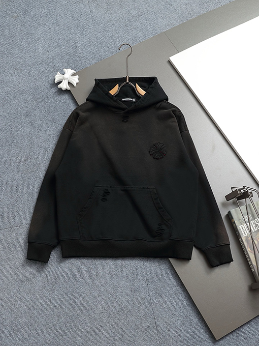 クロムハーツ ウォッシュデニム刺繍ロゴパーカー