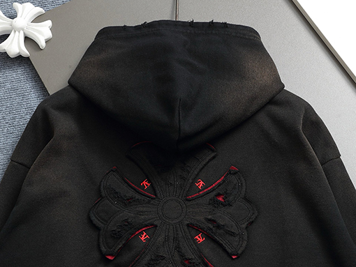 クロムハーツ ウォッシュデニム刺繍ロゴパーカー