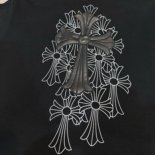 クロムハーツコピー クロスプリントレザーラベルジップアップフードジャケット