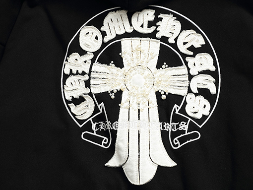 クロムハーツ クラシックなヘビーデューティーウォッシュデニム刺繍ロゴパーカー