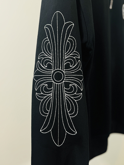 クロムハーツ ウォッシュアップリケ刺繍スタンドカラージッパースウェットシャツ